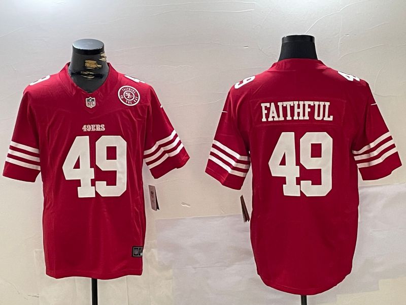 Men San Francisco 49ers #49 Faithful Red Three generations 2024 Nike Vapor Limited NFL Jersey style 6